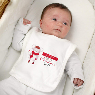 Personalised Memento Mealtime Essentials Personalised '1st Christmas' Mouse Bib
