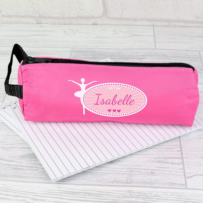 Personalised Memento Stationery & Pens Personalised Ballerina Pink Pencil Case