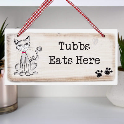 Personalised Memento Hanging Decorations & Signs Personalised Cat Wooden Sign