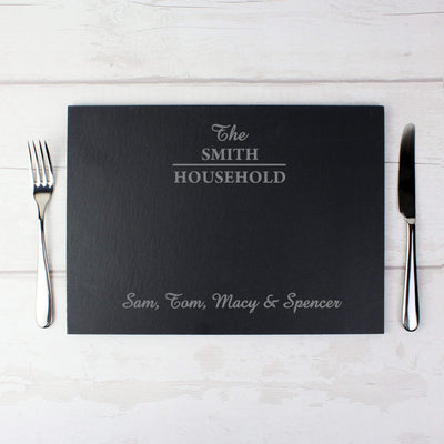 Personalised Memento Kitchen, Baking & Dining Gifts Personalised Family Slate Placemat