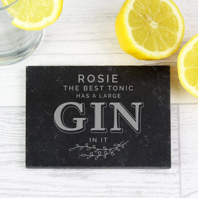 Personalised Memento Slate Personalised Gin & Tonic Single Slate Coaster