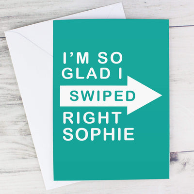 Personalised Memento Greetings Cards Personalised Glad I Swiped Right Card