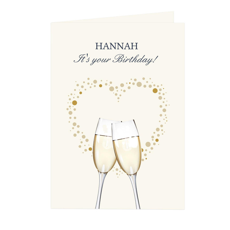 Personalised Memento Greetings Cards Personalised Gold Champagne Flutes Card