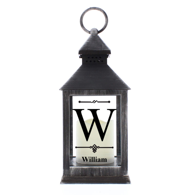 Personalised Memento LED Lights, Candles & Decorations Personalised Initial Rustic Black Lantern