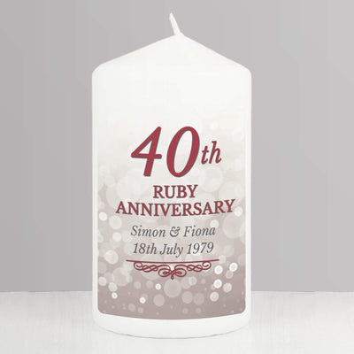 Personalised Memento Candles & Reed Diffusers Personalised 40th Ruby Anniversary Pillar Candle