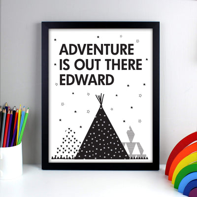 Personalised Memento Framed Prints & Canvases Personalised Adventure Is Out There Black Framed Print