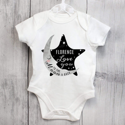 Personalised Memento Clothing Personalised Baby To The Moon and Back 0-3 Months Baby Vest