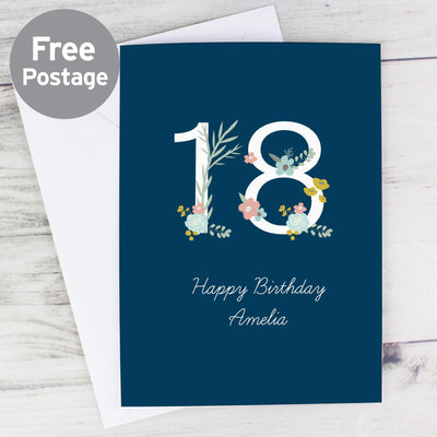 Personalised Memento Greetings Cards Personalised Floral Age Birthday Card
