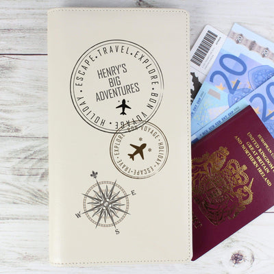 Personalised Memento Leather Personalised Stamp Travel Document Holder