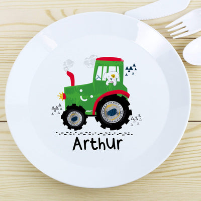 Personalised Memento Mealtime Essentials Personalised Tractor Plastic Plate