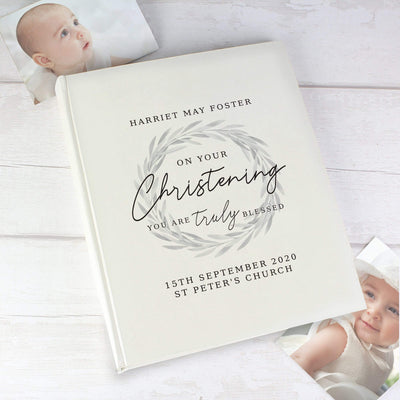 Personalised Memento Photo Frames, Albums and Guestbooks Personalised 'Truly Blessed' Christening Album With Sleeves