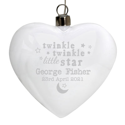 Personalised Memento LED Lights, Candles & Decorations Personalised Twinkle Twinkle LED Hanging Glass Heart