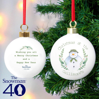 Personalised Memento Personalised The Snowman Winter Garden Bauble