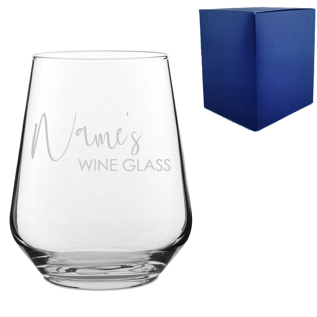 Personalised Stemless Wine Glass with Name&