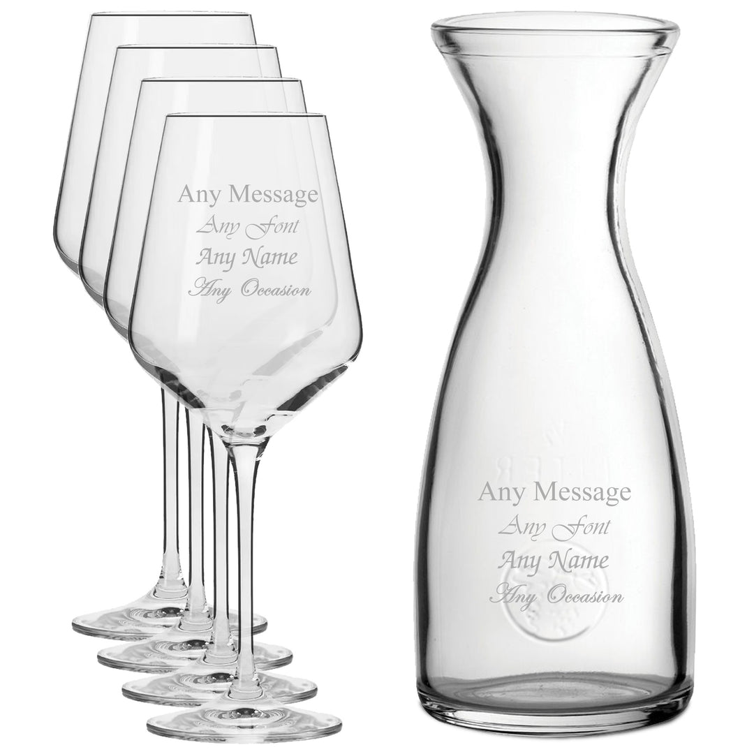 Personalised Infinity Wine Glasses &amp; 1L Carafe Set (5pc)