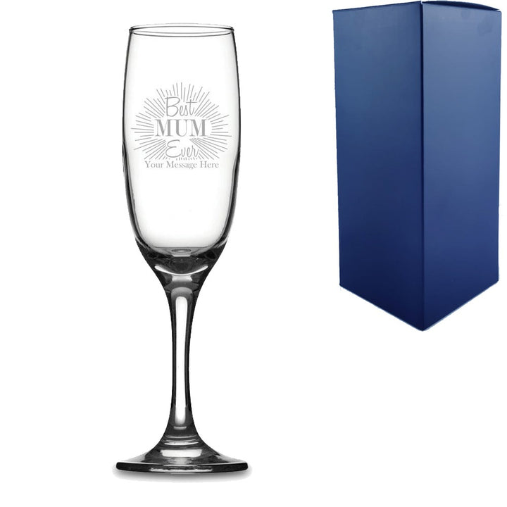 Personalised Best Mum Ever Engraved Champagne Flute
