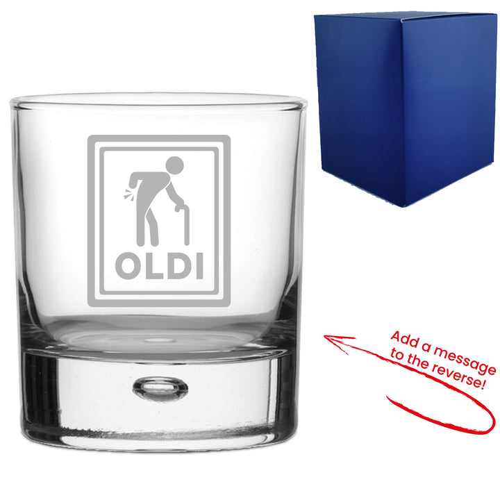 Personalised Oldi Engraved Whisky Glass with Message