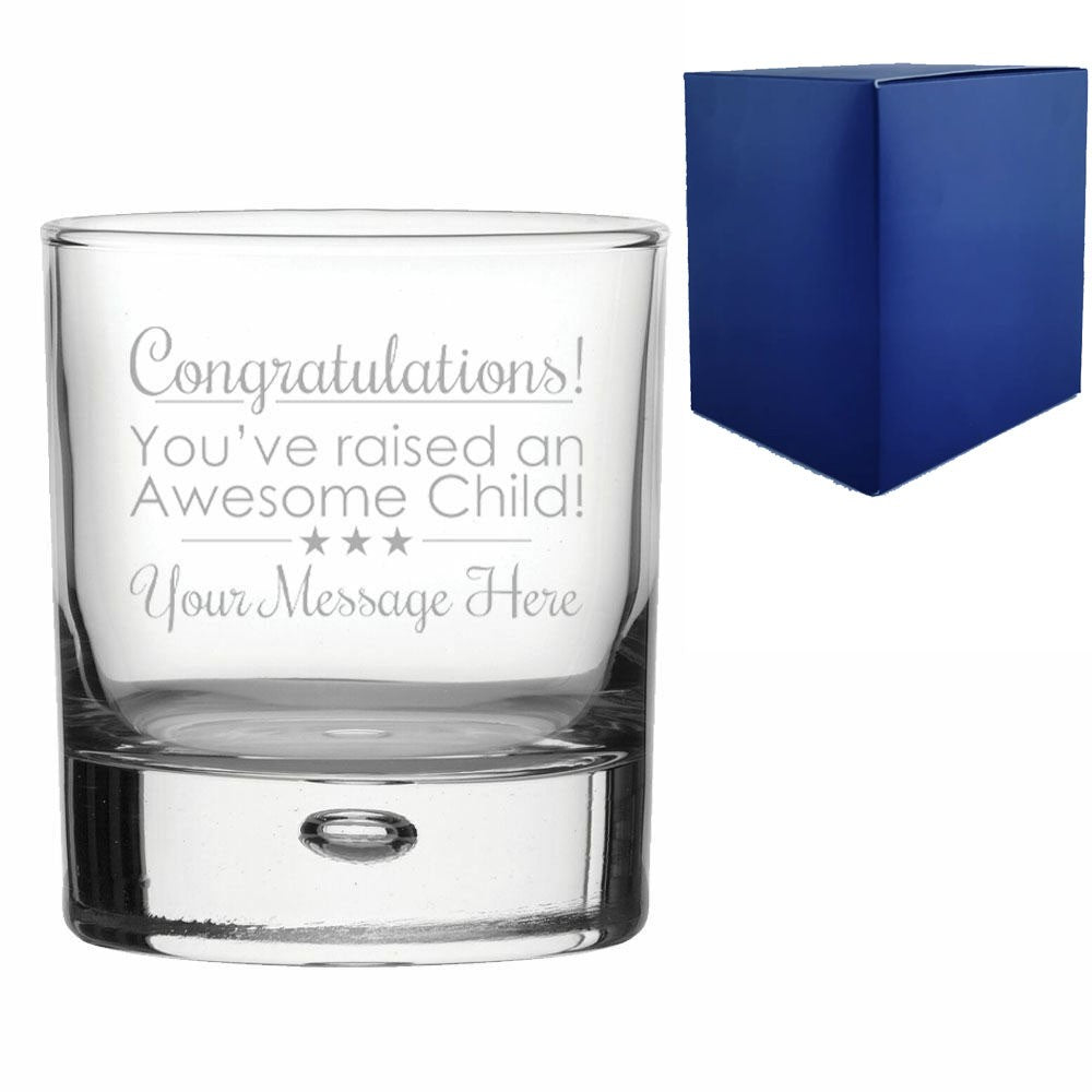 Personalised Bubble Whisky Glass - Awesome Child Congratulations