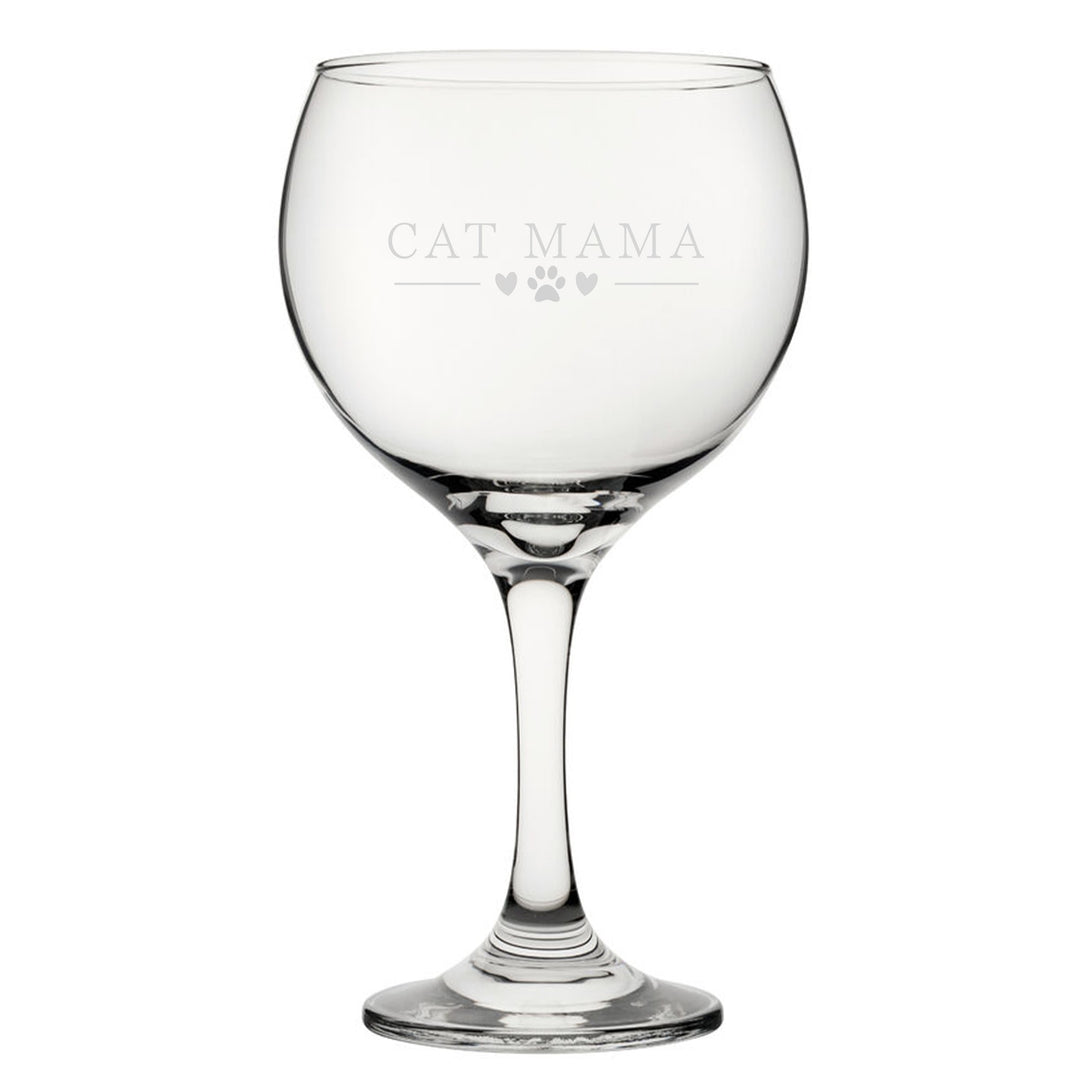 Engraved Gin Balloon Glass - Cat Mama