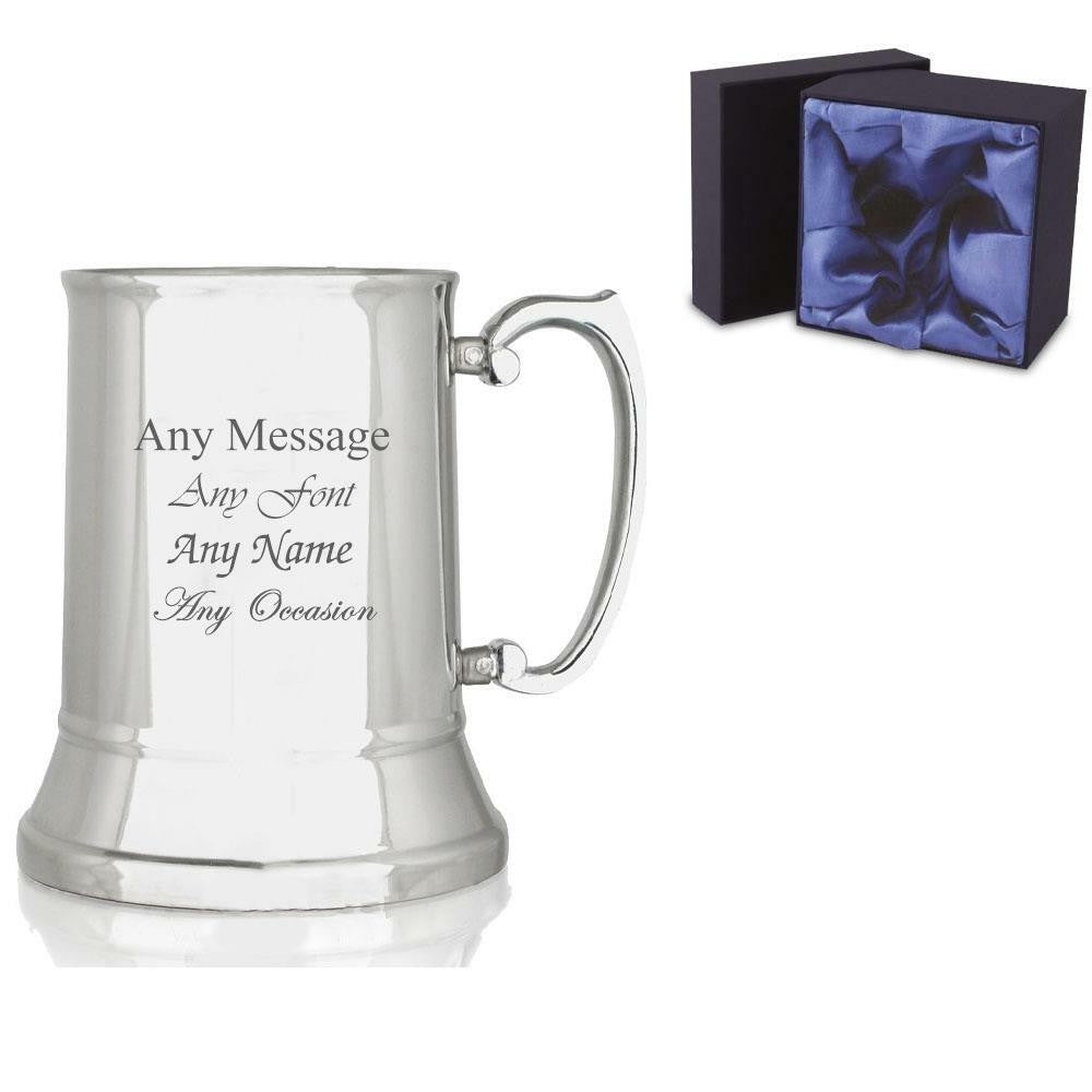 Personalised Stainless Steel Tankard with Satin Lined Gift Box