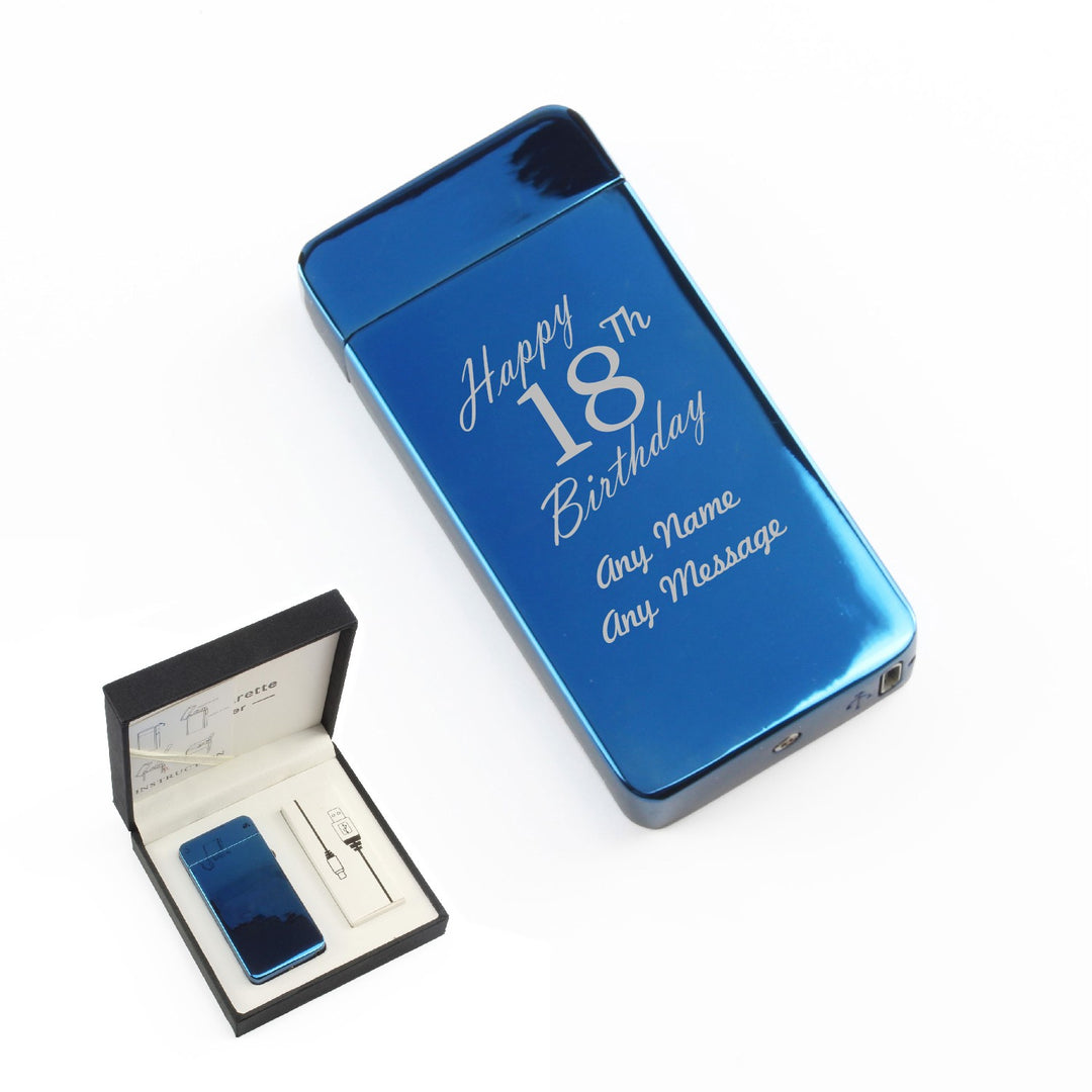 Personalised Engraved Electric Arc Lighter - Blue