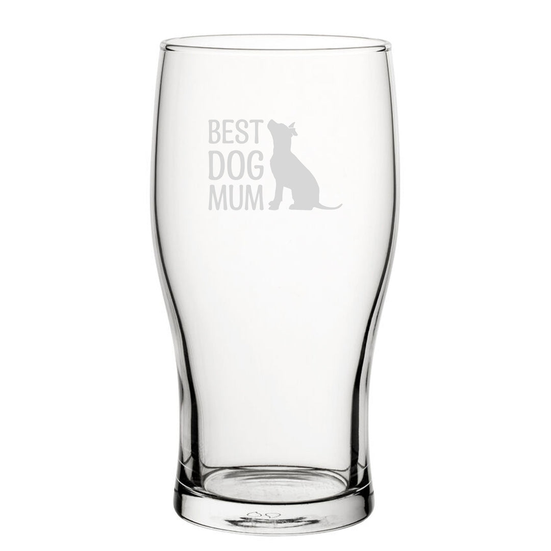 Best Dog Mum Engraved Tulip Pint Glass