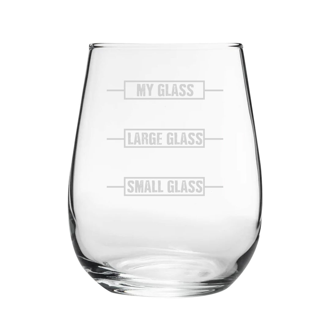 Engraved Stemless Wine Tumbler - Small Glass, Large Glass, My Glass