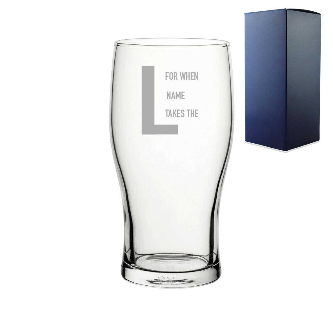 Personalised Gamer Pint Glass - For When Name Takes The L