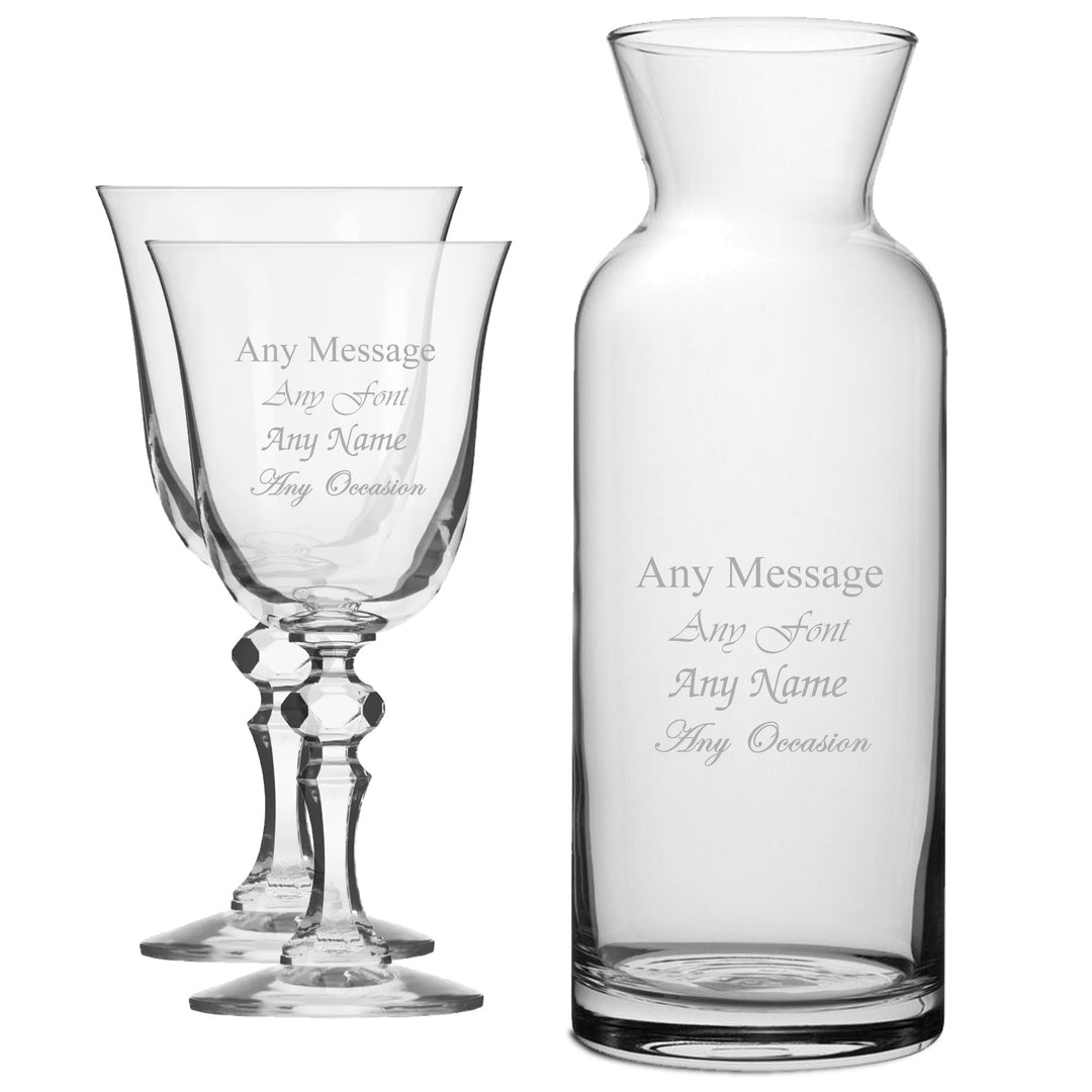 Personalised Jasmine Crystal Wine Glasses and Carafe Set