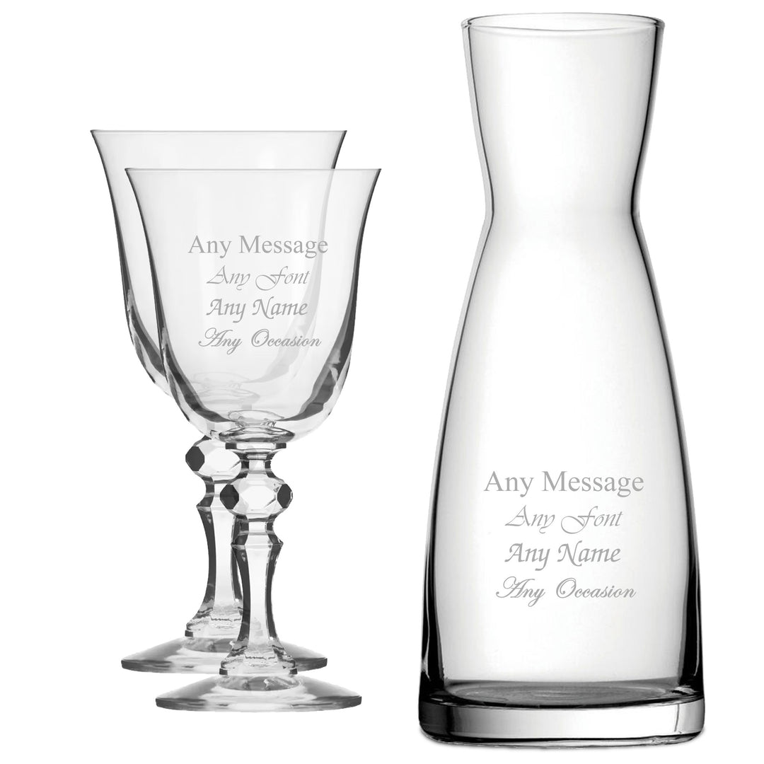 Personalised Crystal Wine Glasses and Carafe Set