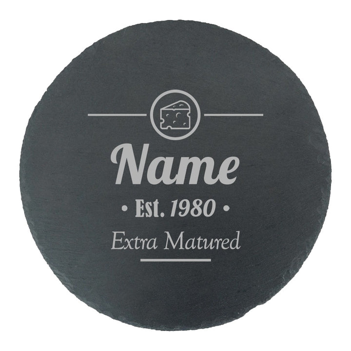 Personalised Round Slate Cheeseboard - Extra Matured