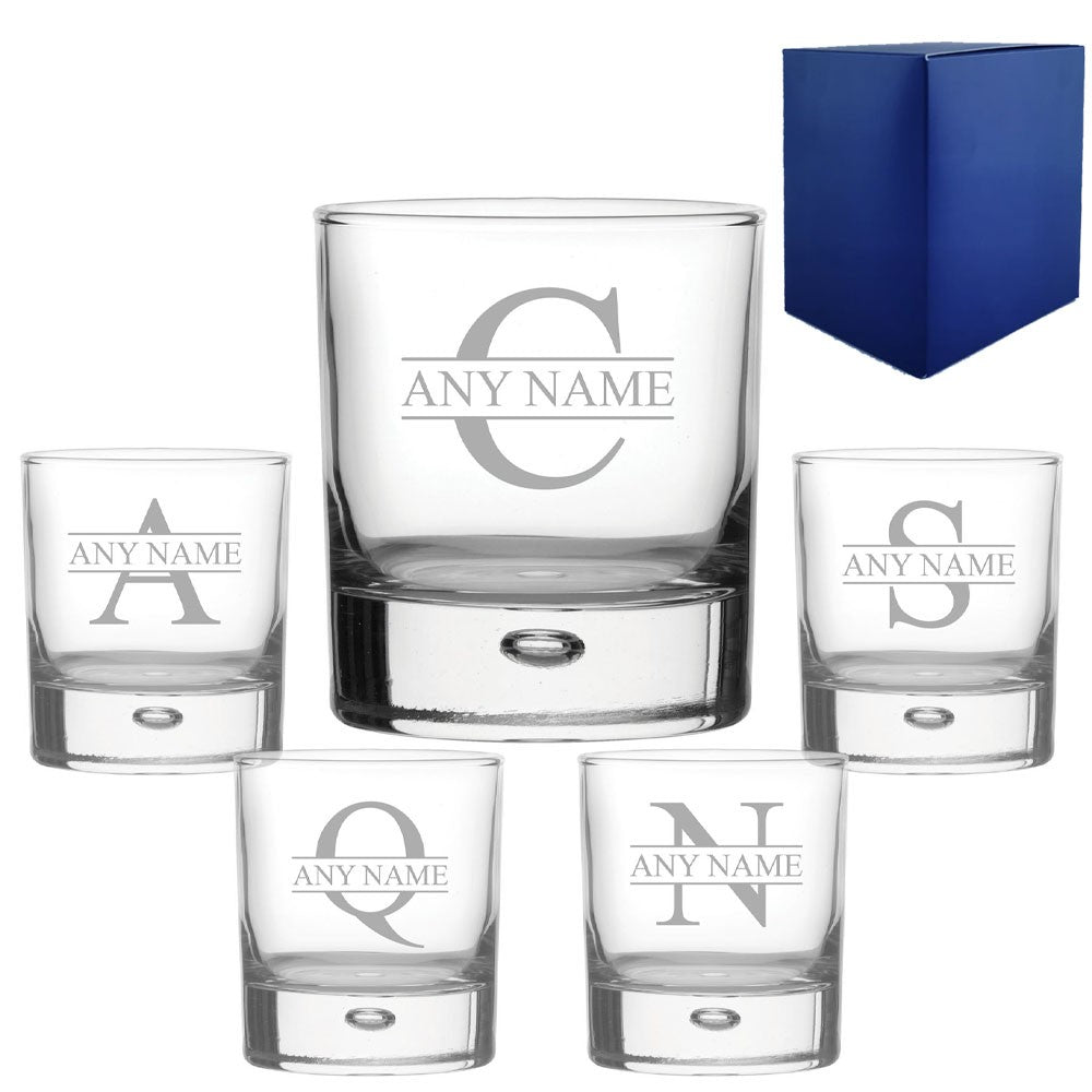 Personalised Bubble Whisky Glass with Initial and Name