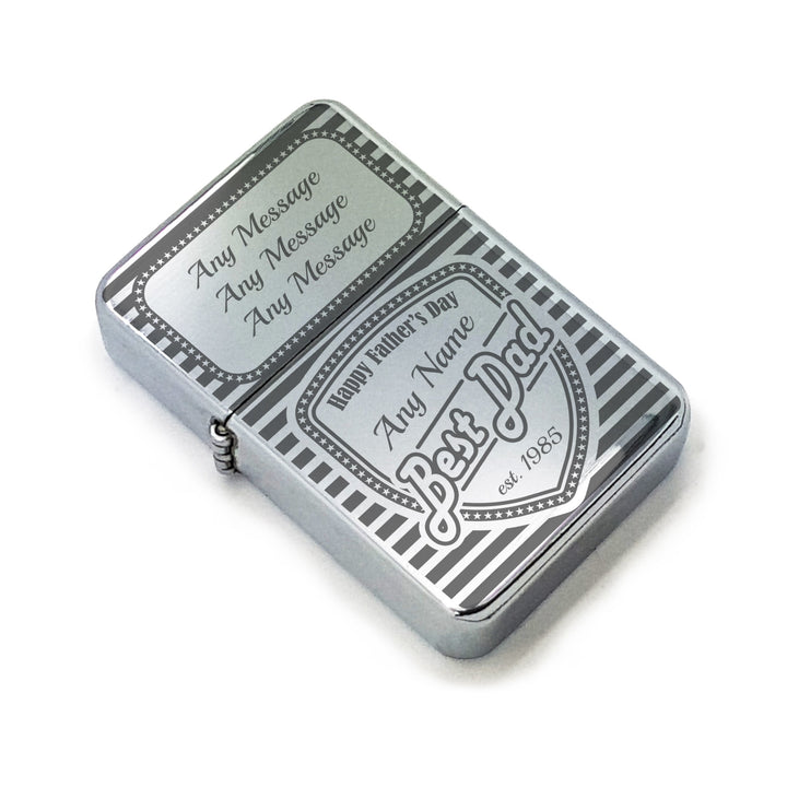 Personalised Steel Lighter with Best Dad Shield Design