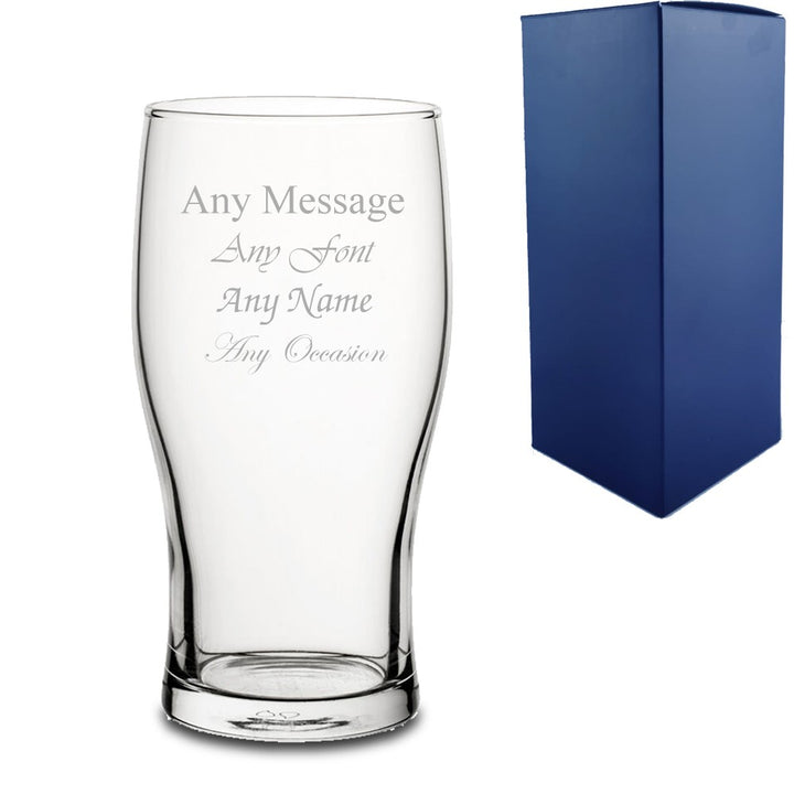 Personalised Engraved Tulip Pint Glass with Message