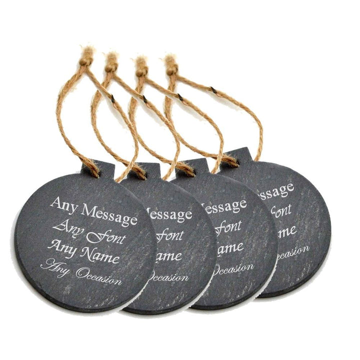 Personalised Slate Christmas Tree Decorations Set of 4