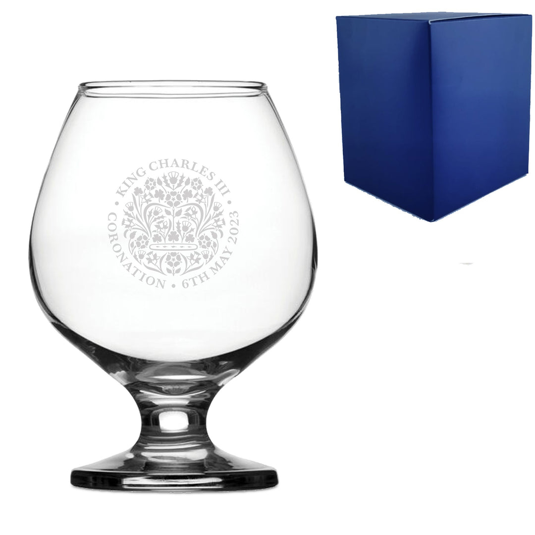 Engraved Coronation Emblem Brandy Cognac Glass