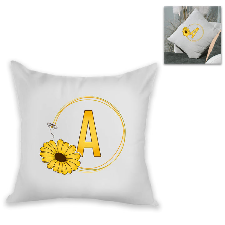 Personalised Flower and Bee Initial Cushion
