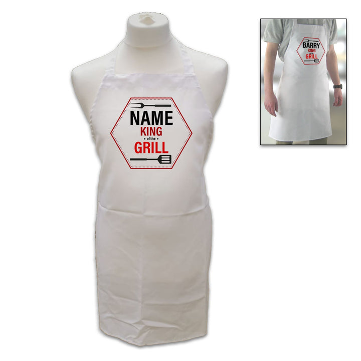 Personalised White Adult Apron with Name – King of the Grill