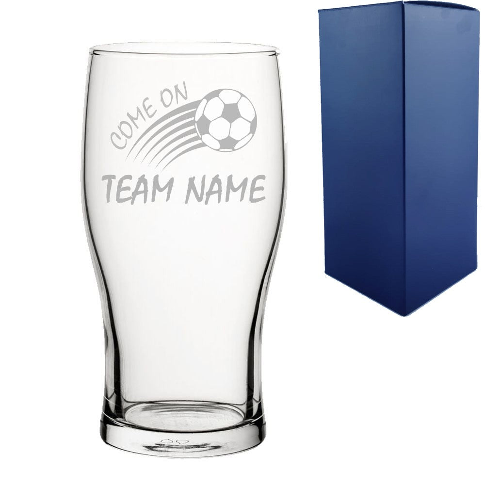 Personalised Come On Football Pint Glass