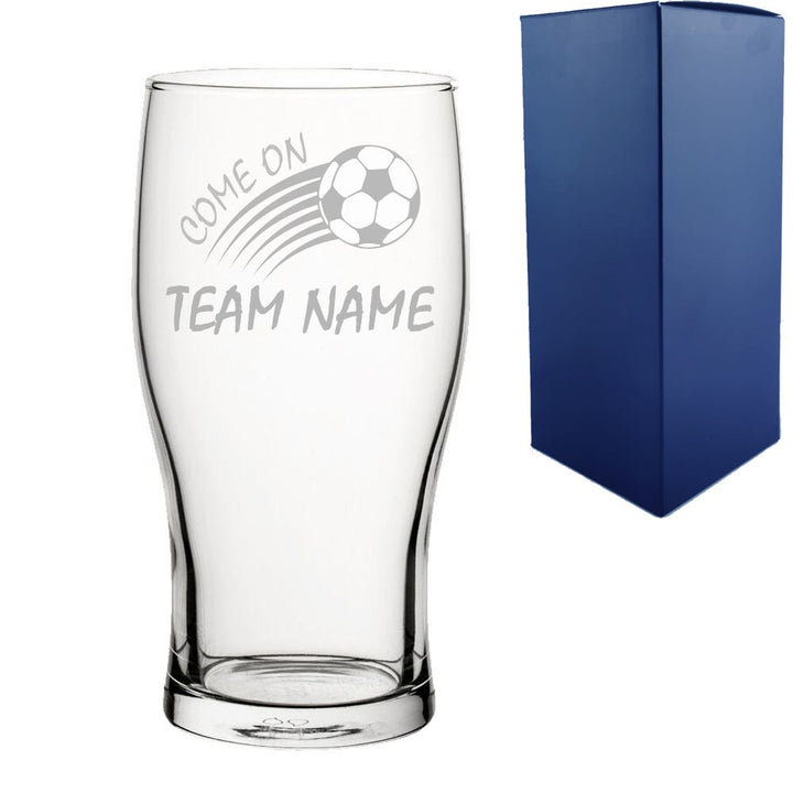 Personalised Come On Football Pint Glass