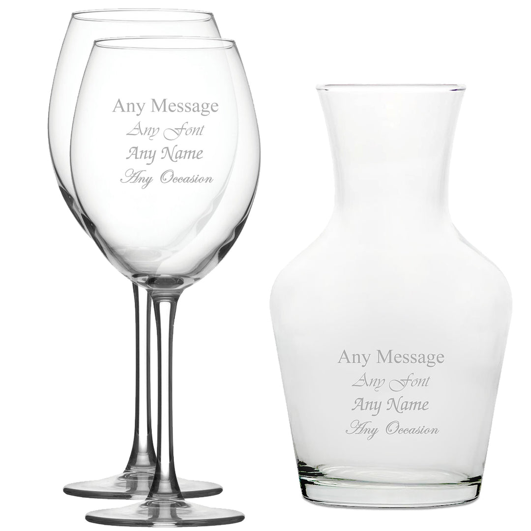 Personalised Enoteca Wine Glasses and 500ml Carafe Set