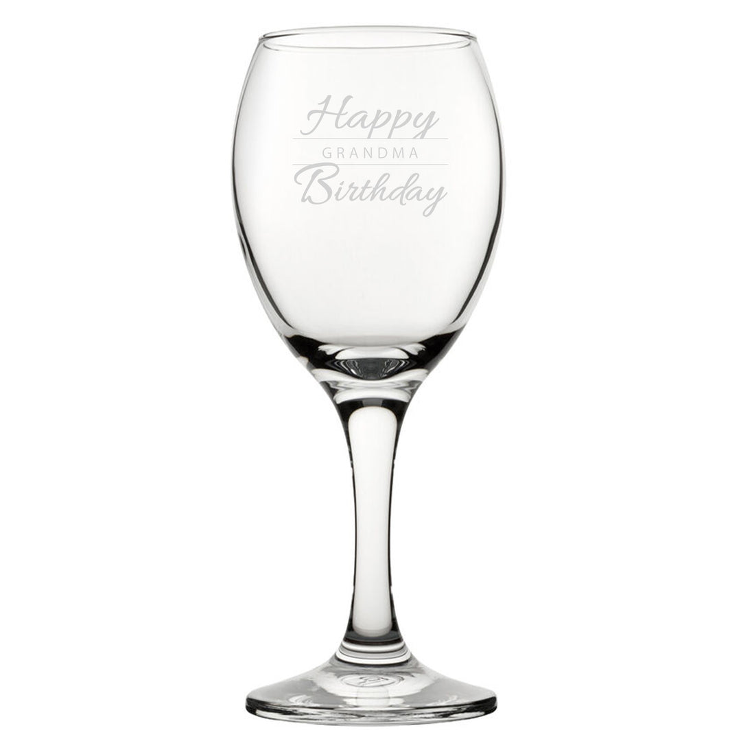 Engraved Birthday Wine Glass - Happy Birthday Grandma