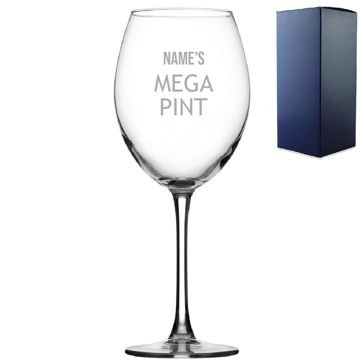 Personalised Mega Pint Wine Glass with Engraved Text