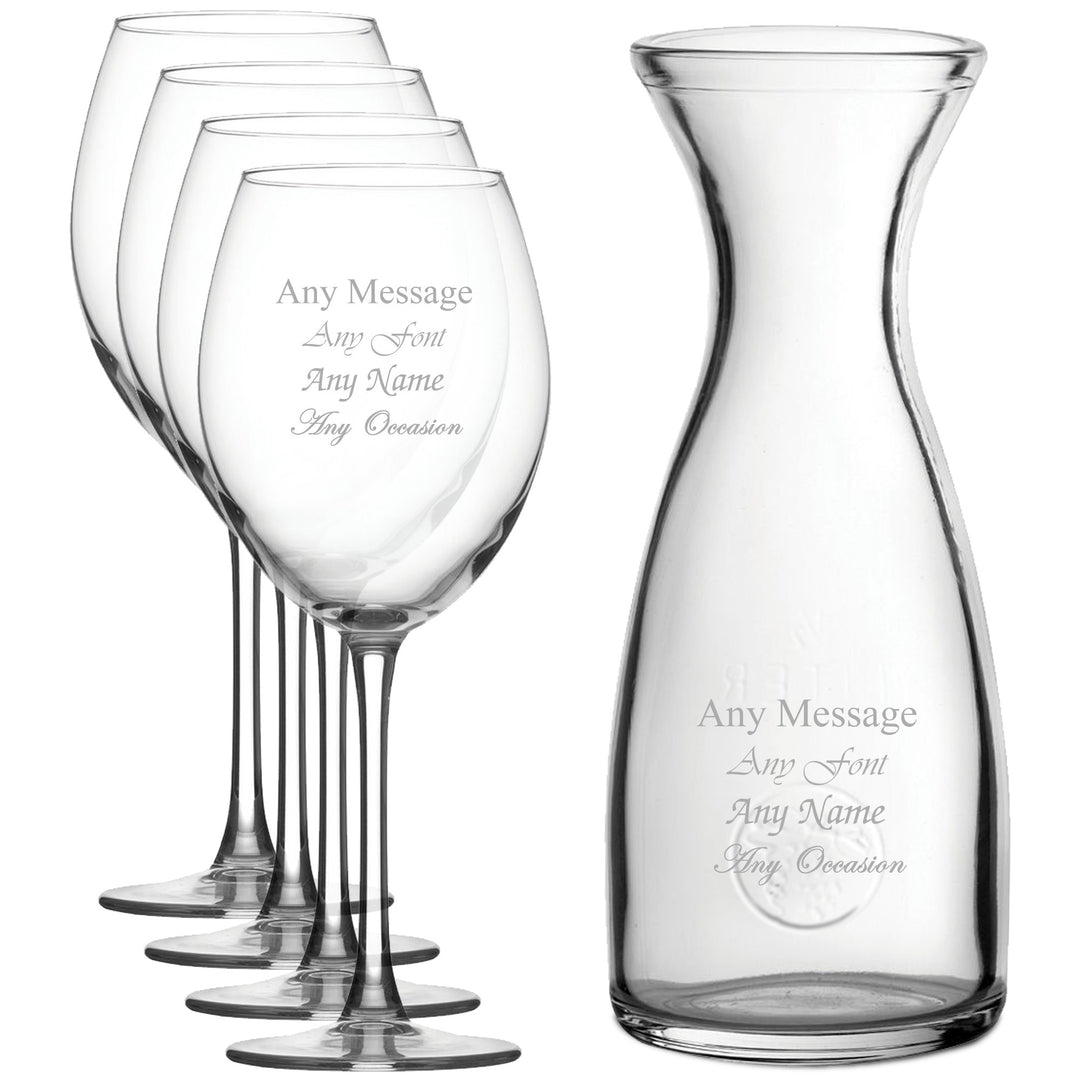 Personalised Enoteca Wine Glasses and 1L Carafe Set (5pc)