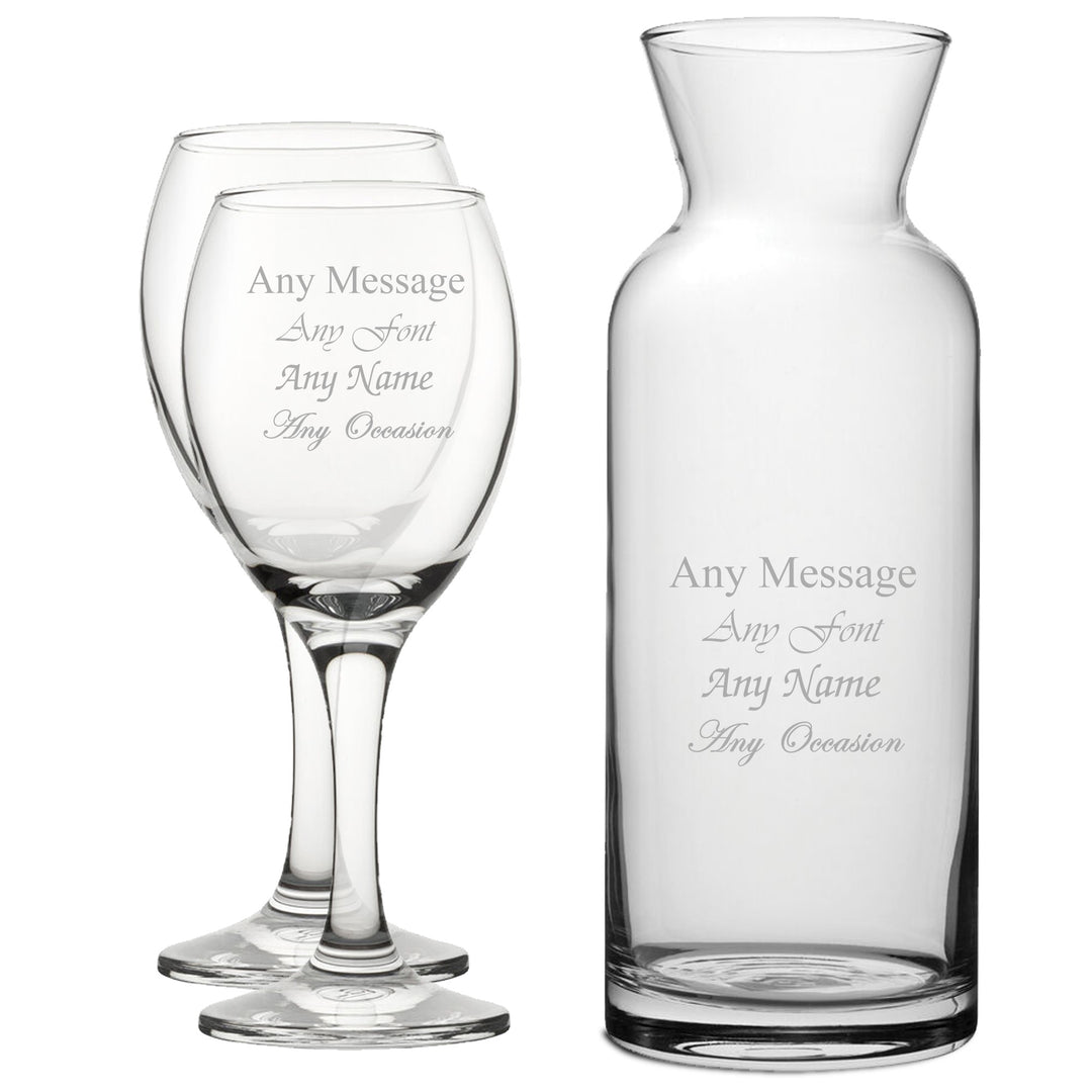 Personalised Engraved Wine Glasses and Carafe Gift Set