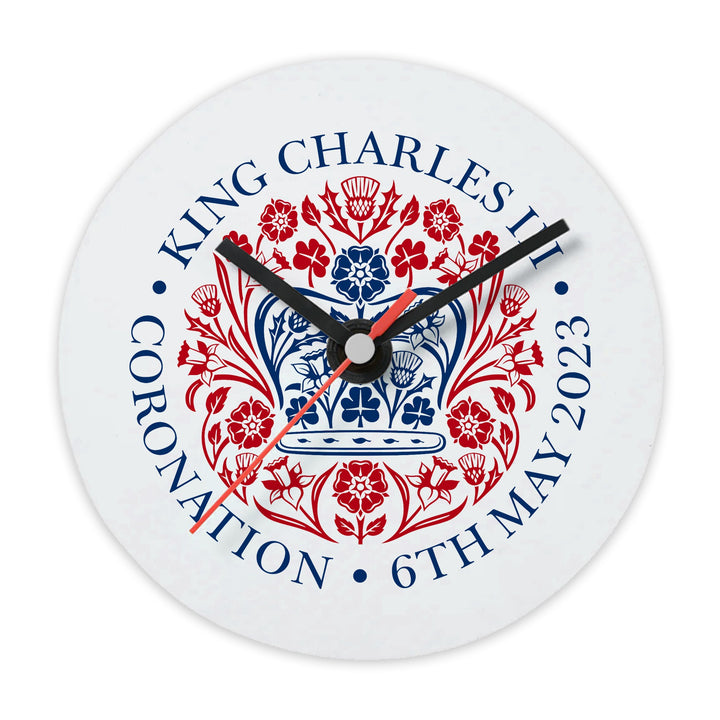 King Charles III Coronation Emblem Glass Wall Clock