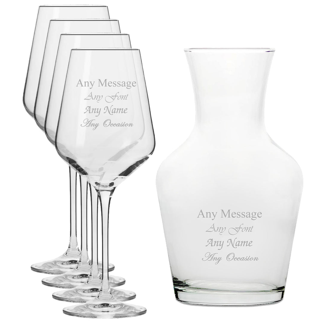 Personalised Infinity Wine Glasses and 1L Carafe Set (5pc)