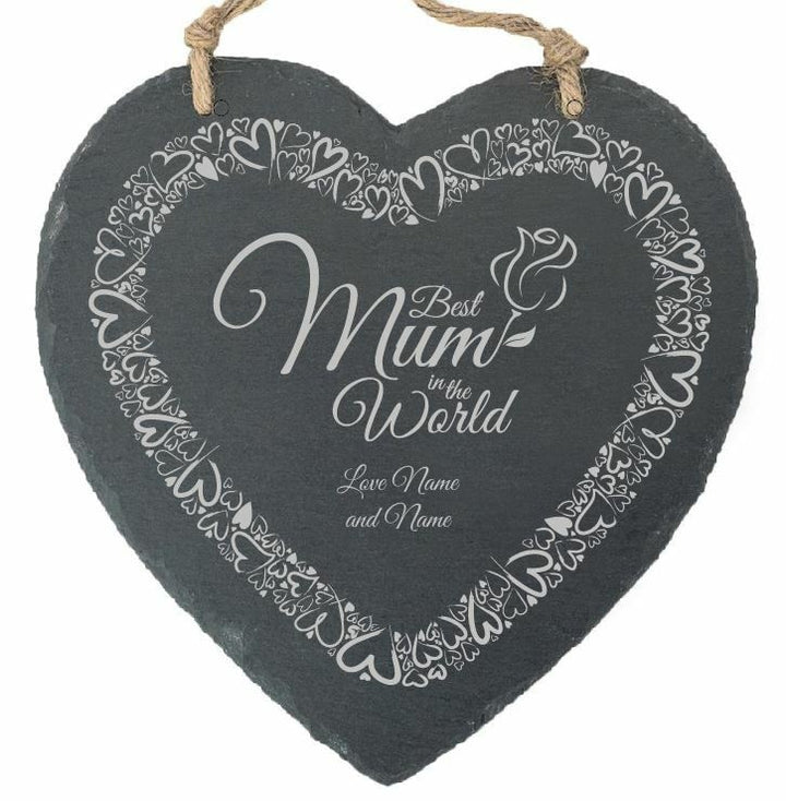 Personalised Slate Mum Memo Board with Heart Border