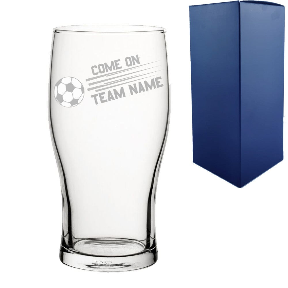Personalised Football Pint Glass with Come On Design
