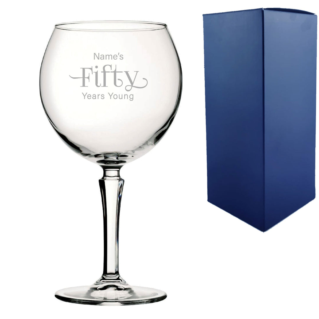 Personalised 50th Birthday Hudson Gin Glass with Name